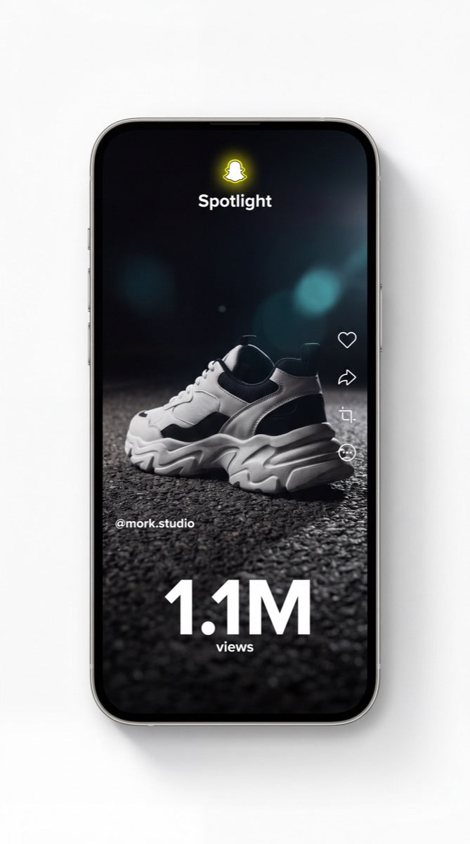 Capture Snapchat Spotlight marque cliente — 1.1M vues